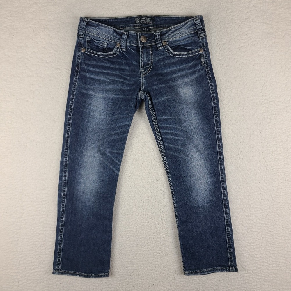Silver Jeans Womens 29 Blue Aiko Low Capri Dark Wash Denim
